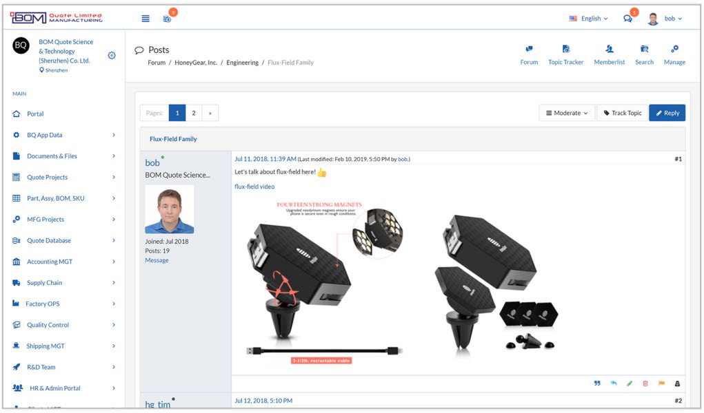 BOM Quote collaboration app screenshot